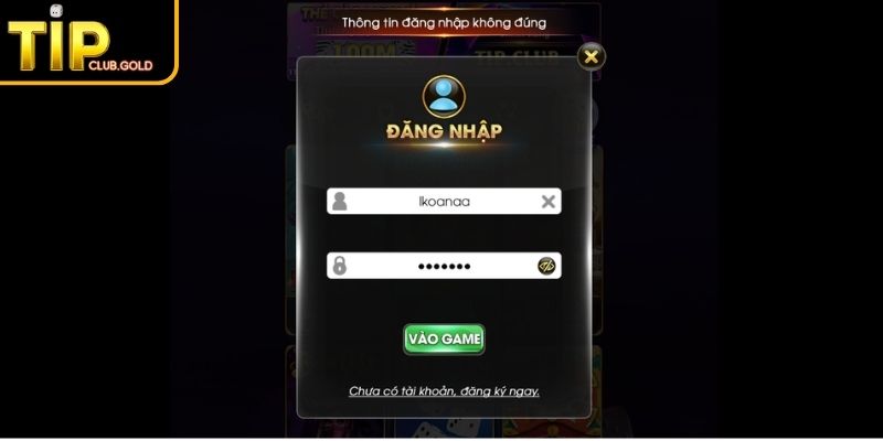 Điền sai thông tin gây lỗi