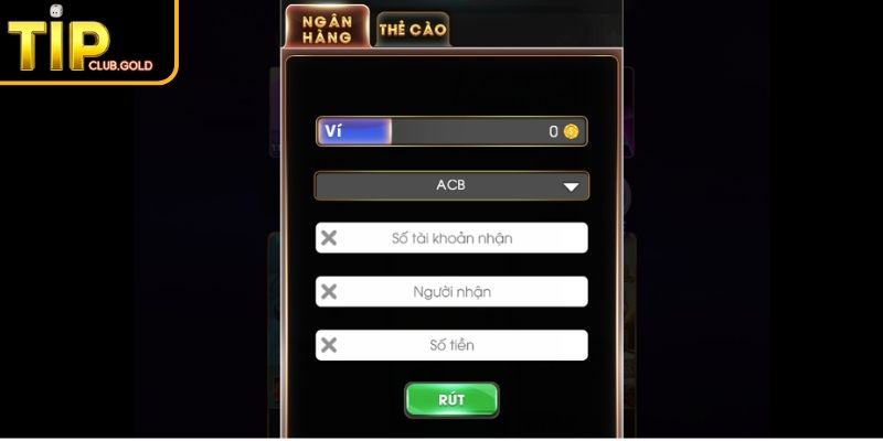 Chọn mục rút tiền trên trang chủ